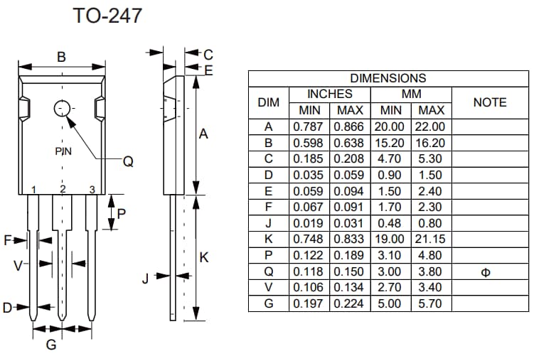 Mechanical Drawing - Micro Commercial Components (MCC) MCWx 600V N-Channel Power MOSFETs